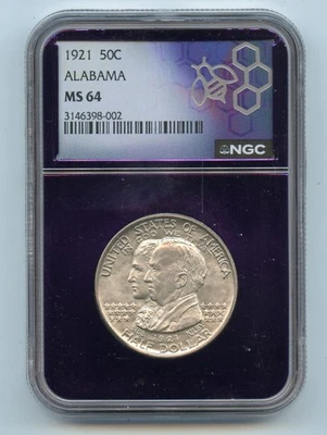 1921 Alabama Centennial Commemorative Silver Half Dollar 50c NGC MS64-Trader Bea - Image 1 of 2