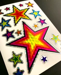 STARS COSMIC celestial RAINBOW VINTAGE vending sticker prism prismatic foil holo - Picture 1 of 4