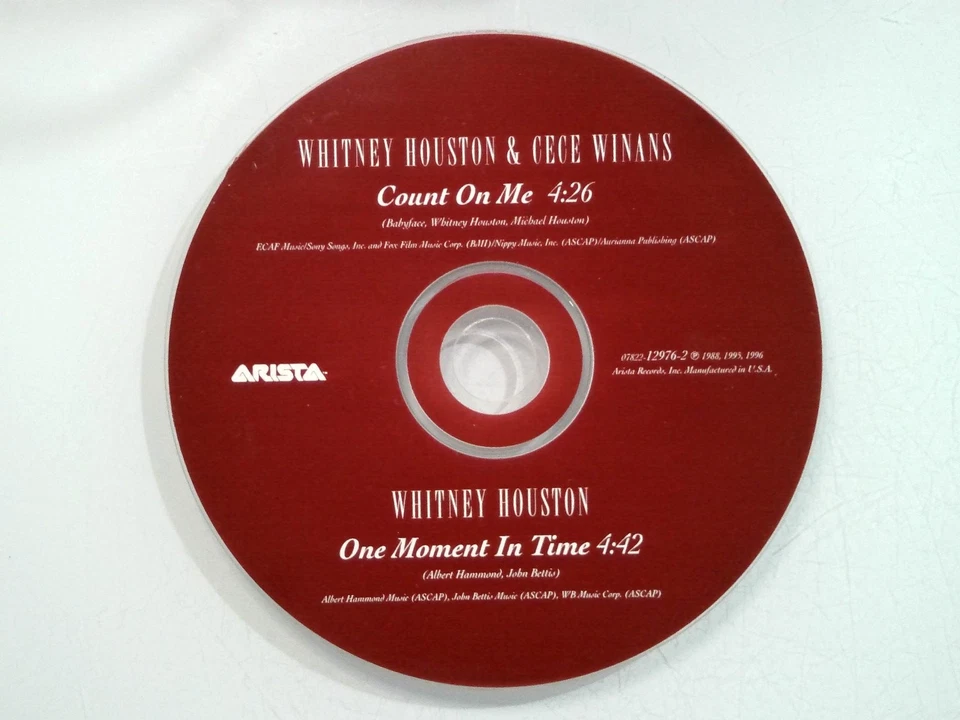 Whitney Houston Count On Me One Moment In Time CD Single Arista 07822-12976-2 Foto 1 de 1