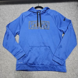 Nike Hoodie Mens Large Center Swoosh Spellout Blue Dri-Fit Pullover Activewear - Picture 1 of 11