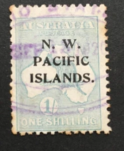 North West Pacific Island (NWPI) Kangaroo - One shilling green Clear Single WMK - Picture 1 of 3