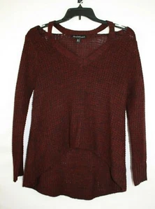 Derek Heart Cold Shoulder Langarm Pullover Bluse Shirt Oberteil Burgund Gr. L - Bild 1 von 3