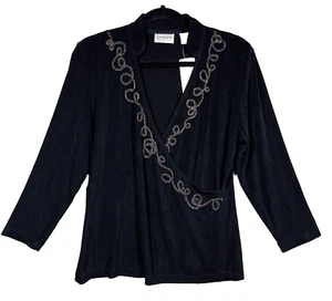 Top Casey Wrap Vintage Chico's Travelers Talla 1 (US 8) Detalle Hilo Bronce Nuevo con Etiquetas - Imagen 1 de 13