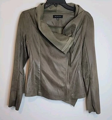 Malibu Sky Women's Suede Jacket Small Zip Asymmetrical Bomber Lightweight Moto - Image 1 of 4