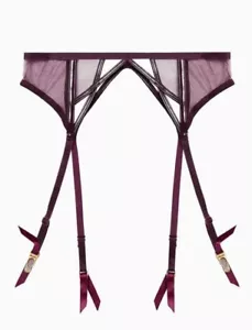 HUSTLER KELLY WINE PVC CUT OUT SUSPENDER BELT UK 18 RRP £25 - Picture 1 of 4