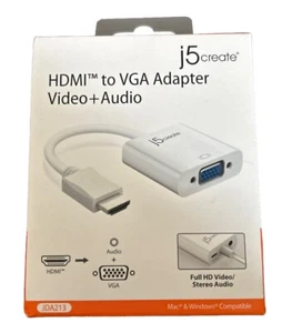j5create HDMI To VGA Adapter Video+Audio JDA213 New - Picture 1 of 2