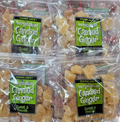 (4) Bolsas de jengibre confitado sin cristalizar Trader Joe's de 8 oz - las mejores para febrero de 2026 Foto 1 de 2