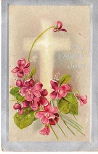 Postal De Colección 1909 Macon Ga Saludos de Pascua Todas las Alegrías de Pascua flores - Imagen 1 de 2