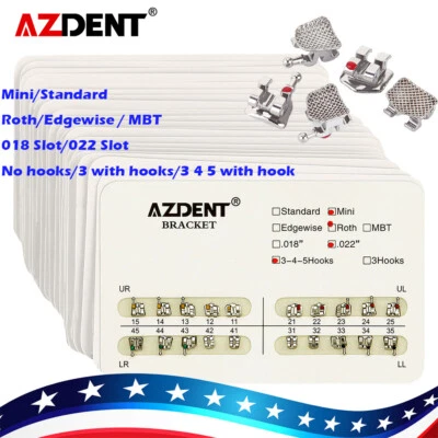 20X Brackets de Ortodoncia Dental Mini Estándar Roth MBT .018 .022 AZDENT Foto 1 de 4