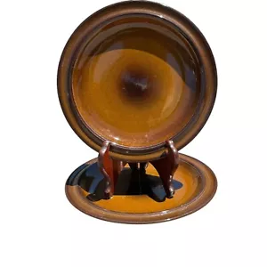 Coppia di 2 piatti insalata vintage Goebel "Tobago" marrone 7 1/2" Germania Ovest - Foto 1 di 7
