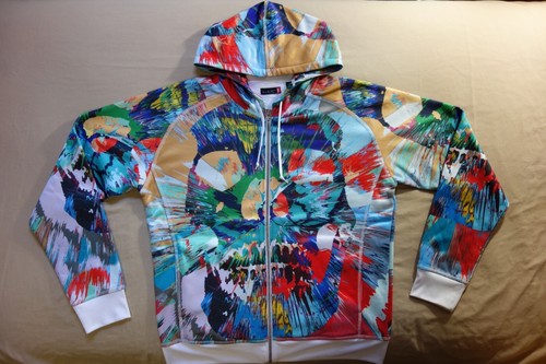 SUPREME Felpa con cappuccio Damien Hirst x Levi's Autunno 2008 spin art splatter teschio cerniera taglia XL
