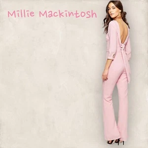 Millie Mackintosh Womens Blush Crepe V Back Backless Jumpsuit, Tall UK 10 NWT - Picture 1 of 2