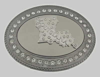 Luisiana Hebilla de Cinturón Gris Gunmetal Vaquero Occidental Vaquera Rodeo De Colección Bling Foto 1 de 4