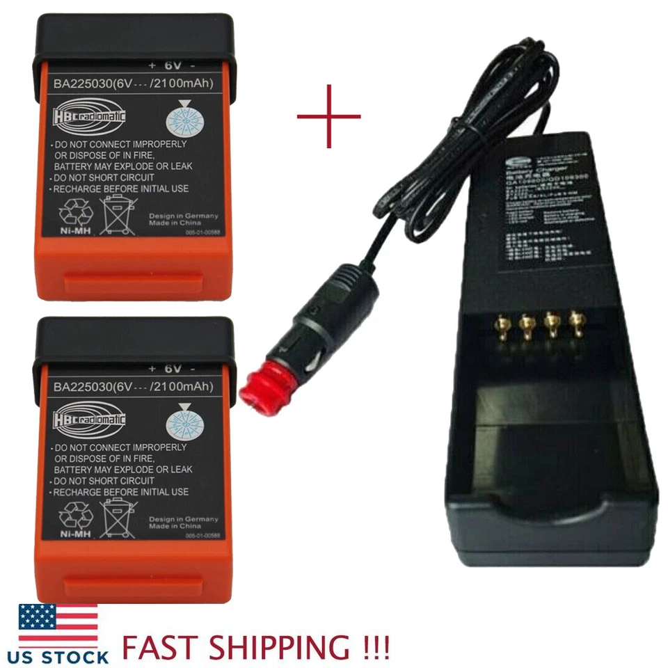 QA109600 Battery Charger 24V + 2pcs 2100mah BA225030 Batteryfor HBC Radiomatic - Image 1 of 4