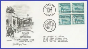 USA5 #1031A ADDR ARTMASTER FDC BL4 Palacio de los Gobernadores - Imagen 1 de 1
