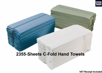 NORTHWOOD (2880-Sheets) C-Fold 1-Ply Hand Towel Recycled Paper (SELECT: Blue Green White)
