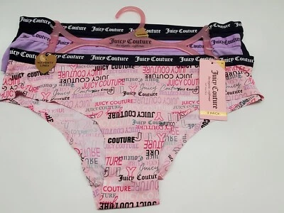 Paquete de 3 bragas JUICY COUTURE talla M L XL cintura logotipo sin líneas negro púrpura rosa Foto 1 de 3