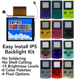 Gameboy Color IPS Backlight NO SOLDER 2.45" Drop in Kit + Shell for Game Boy GBC - Picture 1 of 30