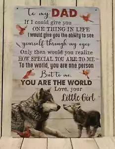 To My Dad Tin Metal Poster Sign Love Your Little Girl Daughter Fathers Day Gift - Picture 1 of 4