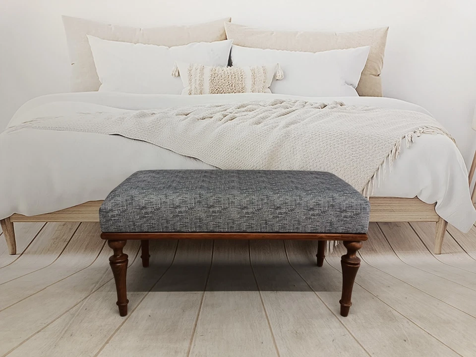 Ottoman for bedroom, Portable bench, End of bed bench, Vanity table bench, - Image 1 of 4