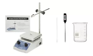 Magnetic Stirrer Hotplate set with Stir Bar, Retriever, Temp Probe and Beaker - Picture 1 of 2