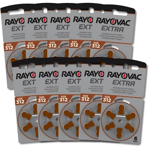 60x RAYOVAC 312 Hearing Aid Batteries Extra Advanced 1.45v PR41 ZA312 Brown New - Picture 1 of 1