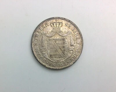 German States 1854 F Saxony Albertine 1/3 Thaler KM#1177 Sharp Nice Grade  - Image 1 of 2