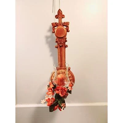 Vintage 1970's Metal Harvest Gold Color Wall Sconce Candle Holder - Image 1 of 4