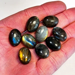 Labradorit Herbst Gold oval 18x13x5 mm x 9 lose Cabochon Edelstein LAB044 - Bild 1 von 4