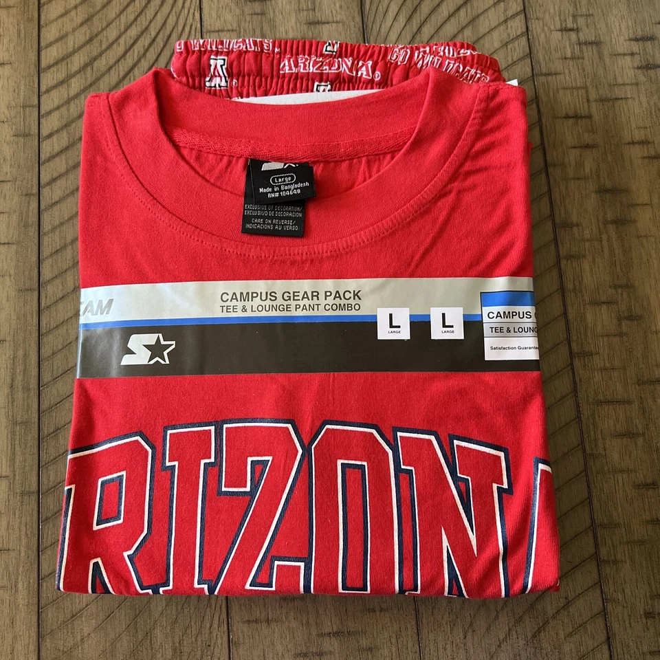 ARIZONA WILDCATS CAMISETA Y PANTALÓN DE SALÓN CAMPUS PAQUETE DE EQUIPO Grande/36-38 Foto 1 de 1