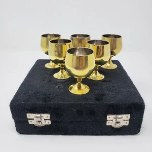 Vintage 1970s 1980s Sherry Wine Port Liqueur GOBLETS - Silver Plated Box Set 6 - Picture 1 of 5