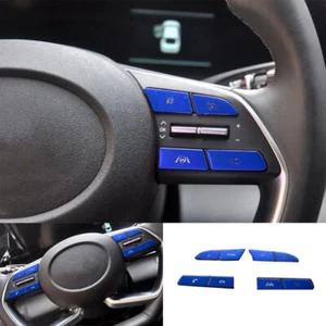 For Hyundai Elantra 2021-2023 Aluminum Blue Steering Wheel Button Frame Trim 8X - Foto 1 di 18