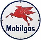 PANNEAU VINTAGE MOBILGAS PORCELAINE CONCESSIONNAIRE STATION-SERVICE MOBILE HUILE MOTEUR PEGGY