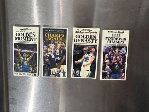 Golden State Warriors * Set of 4 * NBA Championship SF Chronicle Magnets Cover