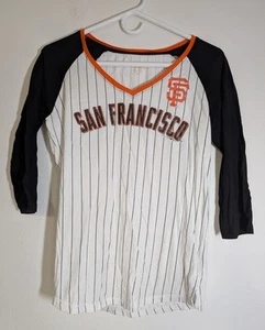 Med. donna Camicia bianca gessato con licenza ufficiale San Francisco Giants MLB - Foto 1 di 6