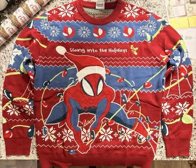 Marvel Spiderman Unisex Suéter 2XL Navidad Pullover Sudadera Manga Larga Foto 1 de 3