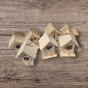 8 Piece small decorative park lane bird houses unfinished - Picture 1 of 8