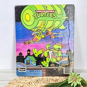 🐢 Vintage 1990 TMNT Rose Art Frame Tray Puzzle | Leonardo & Michelangelo Scene - Picture 1 of 5