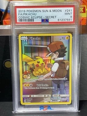 PSA 9 2019 Pokemon Sun & Moon #241 FA/Pikachu Cosmic Eclipse - Secret Rare  - Image 1 of 4