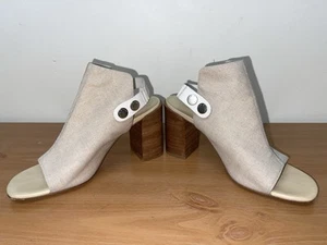 Rag & Bone Leigh Natural Canvas & Leather Women Open Toe Sandal Sz 40 Light Worn - Picture 1 of 10