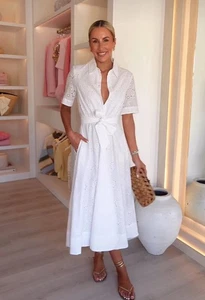 VESTIDO CAMISERO BORDADO COLECCIÓN ZARA NUEVO MUJER ss25 ZW Crudo | 4786/137_XS-2XL - Imagen 1 de 11