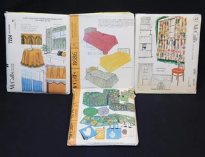 LOT Vtg 1950s 60s Home Decor Sewing Patterns Kitchen Bed Covers Curtains UNCUT - Picture 1 of 4