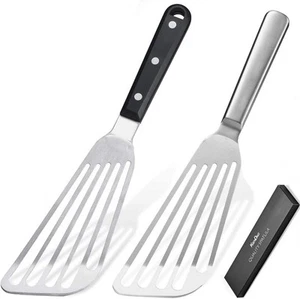 Spatula Set Stainless Steel Thin Metal Egg Spatula Flipper Slotted Frying - Picture 1 of 6
