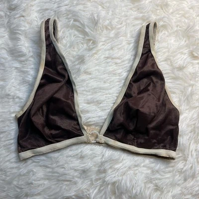 Sujetador Bralette XS Marrón Boho Hippie Mod Disco Groovy Años 70 Vintage ¡Lindo!!  Foto 1 de 4