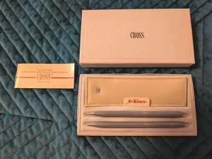Cross Brand Vintage Gray Pen & Pencil Set For Women NEW w/ Leather Case NIB Gift - Picture 1 of 5