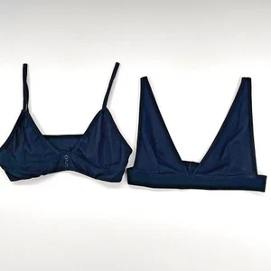 Bralette Bra Lot of 2 Size L A-B Cup Pullover Black Athletic Strappy Unbranded - Picture 1 of 5