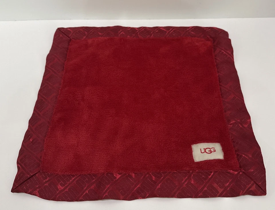 "Manta de seguridad para bebé UGG Lovey Lovie rojo oscuro felpa borde satinado 13"" X 13"" mini" Foto 1 de 4
