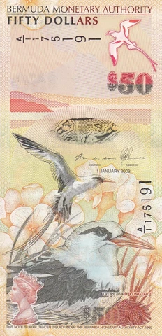 Bermuda 50 Dollars 2009 P 61A UNC Cover