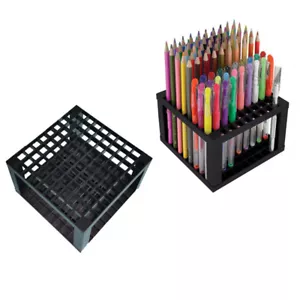 96 Hole Plastic Pencil &Brush Holder Black Desk Clean Tools for Art Brushes Pen - Picture 1 of 5