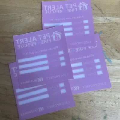 Pets Inside Alert - Fire Rescue - Emergency - Fire Window Stickers / 4 Pack - Image 1 of 2